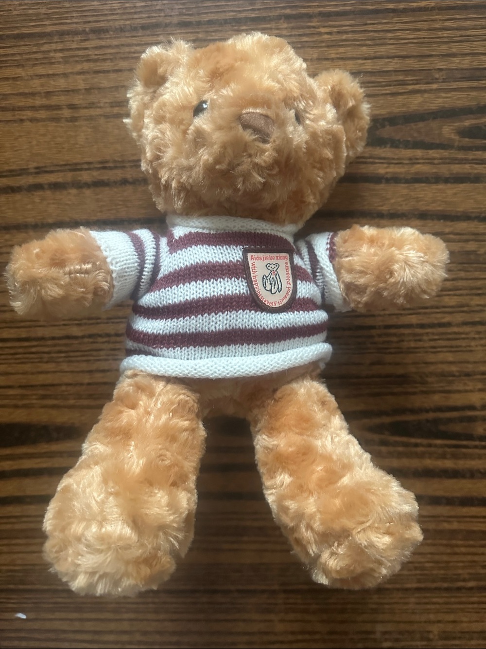 Plush Teddy Bear in Tan with Striped Sweater - Kids Toys-11 inch-new